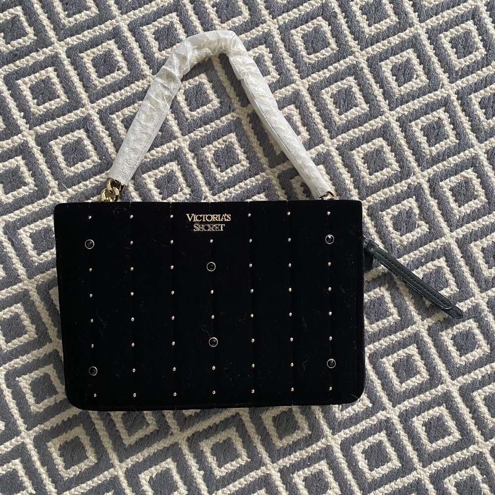 Victoria's Secret New Black Velvet Stud Purse